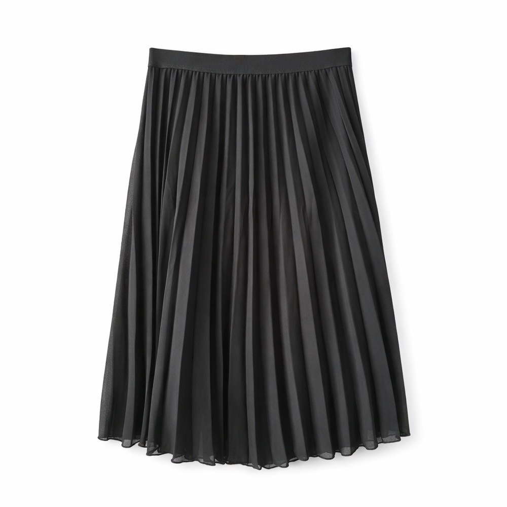 See You Monday | Black Pleated A-Line Midi Skirt Size Medium
